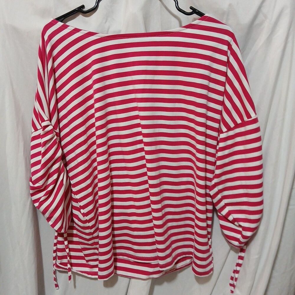 Keren Hart Womans Top Red And White Striped Size 1xl
